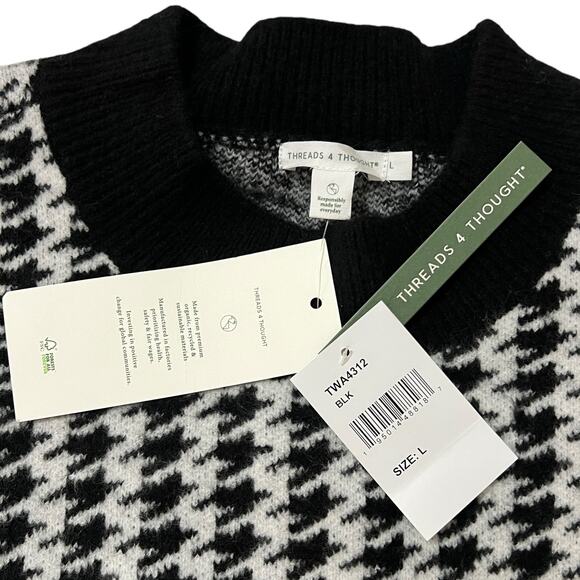 Threads 4 Thought LARGE Elexia Houndstooth Sweater - Pullover Crewneck Fluffy - Picture 7 of 12